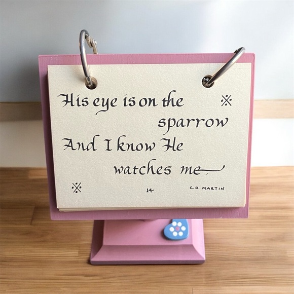 Vintage Pink Wood Country Craft Encouraging Words Recipe Cards Pedestal Flowers - Picture 5 of 9